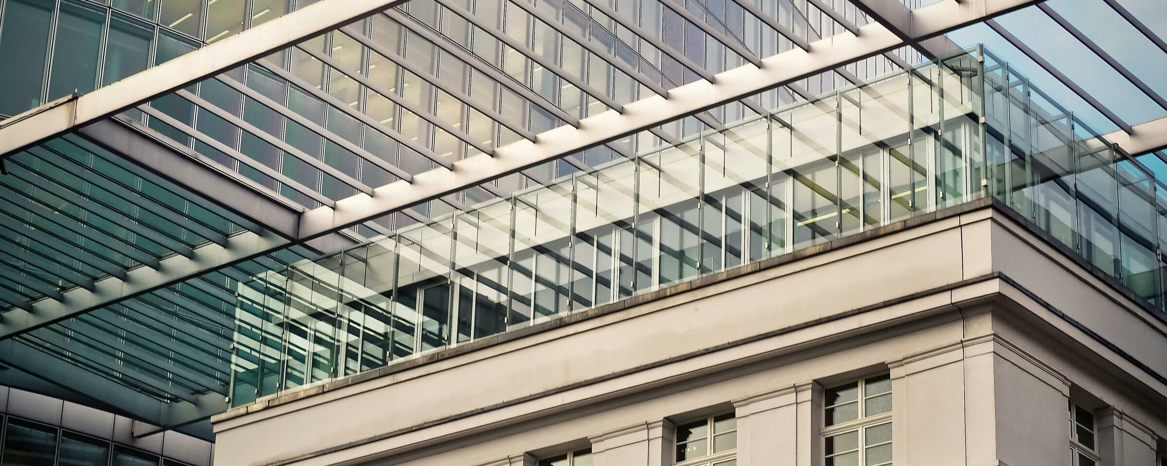 Detail of modern and classical building façades